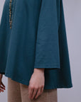 Button Back Top in Teal_Sleeve Detail