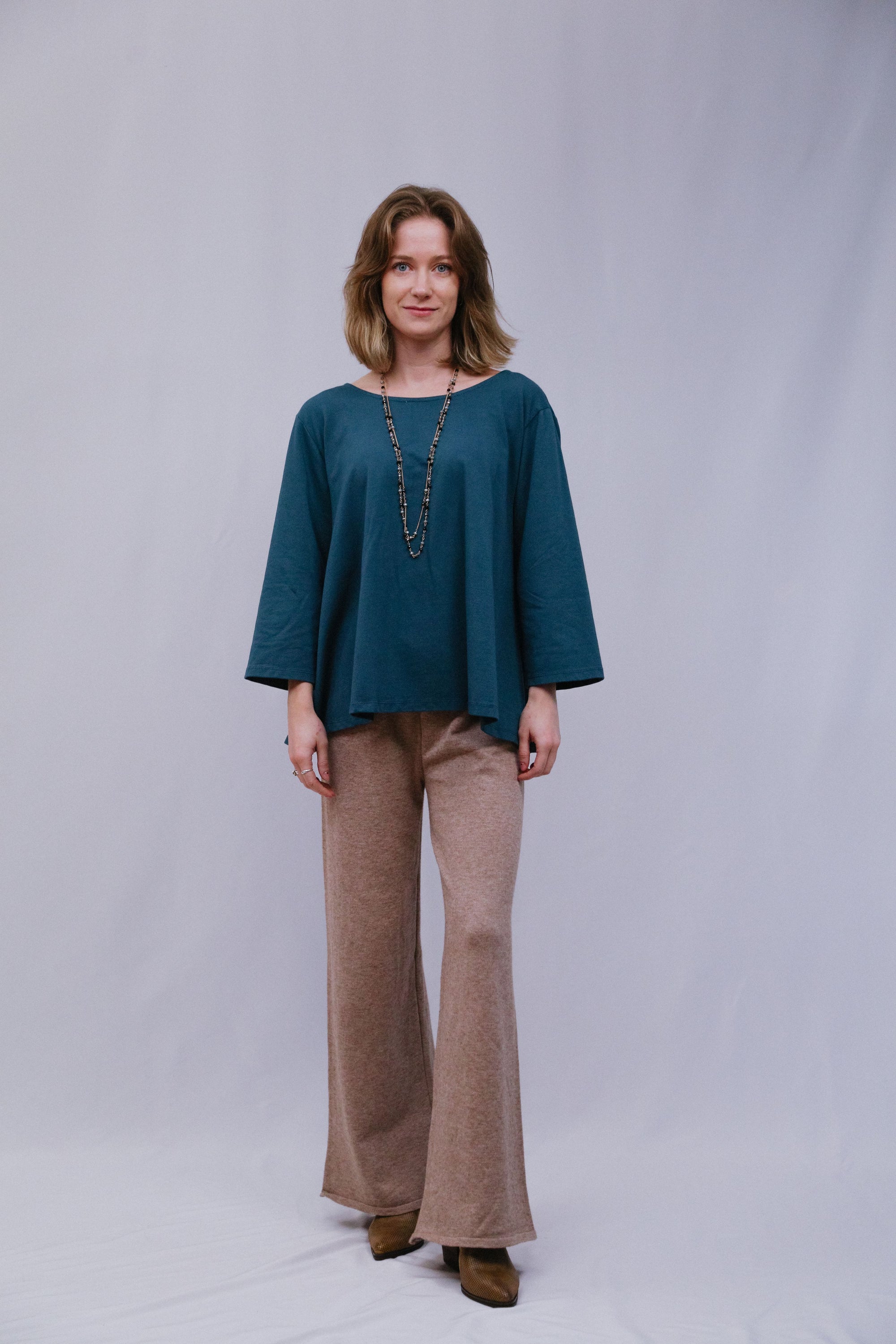 Button Back Top in Teal_Front