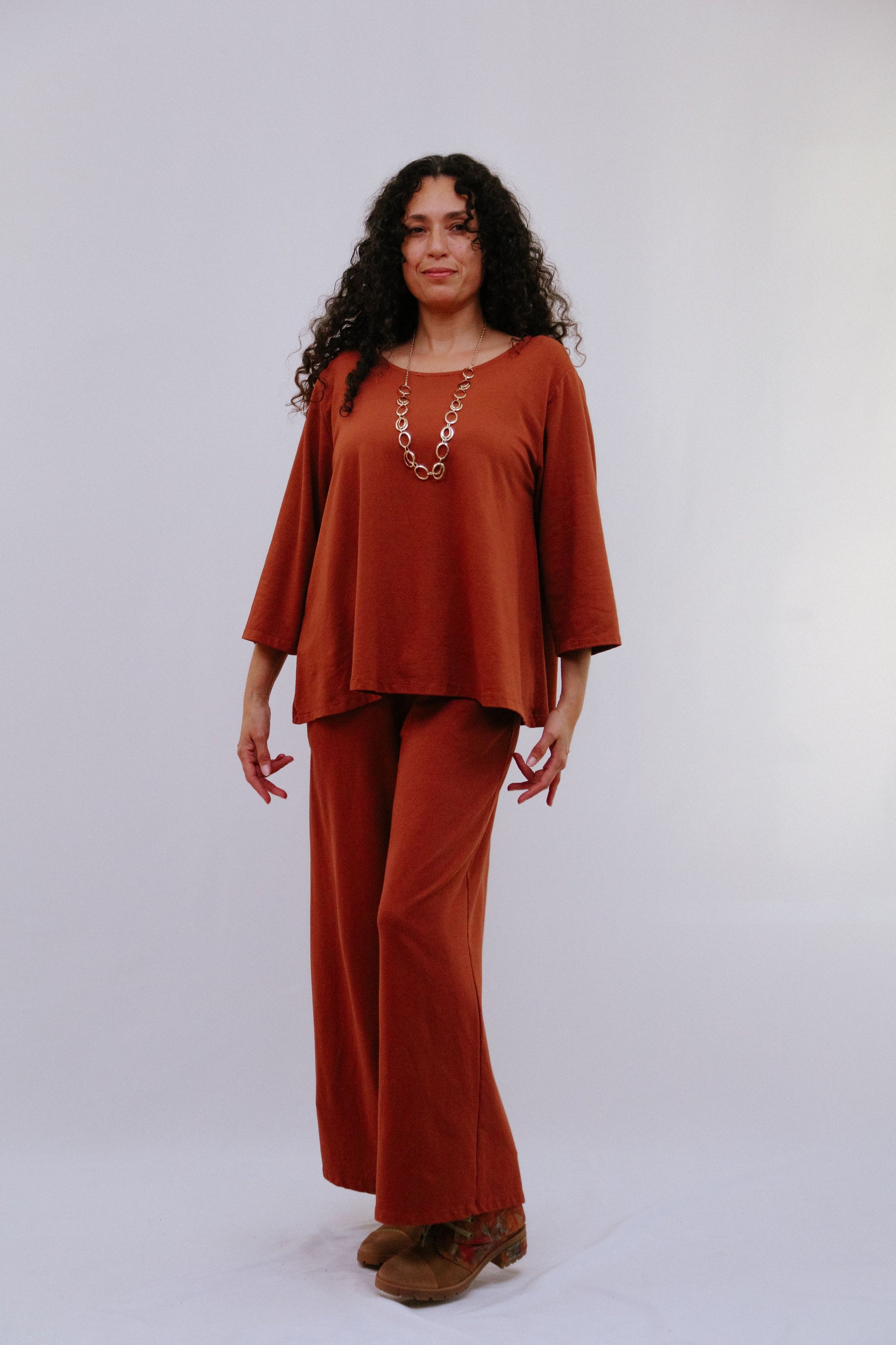 Button Back Top in Ginger_Front