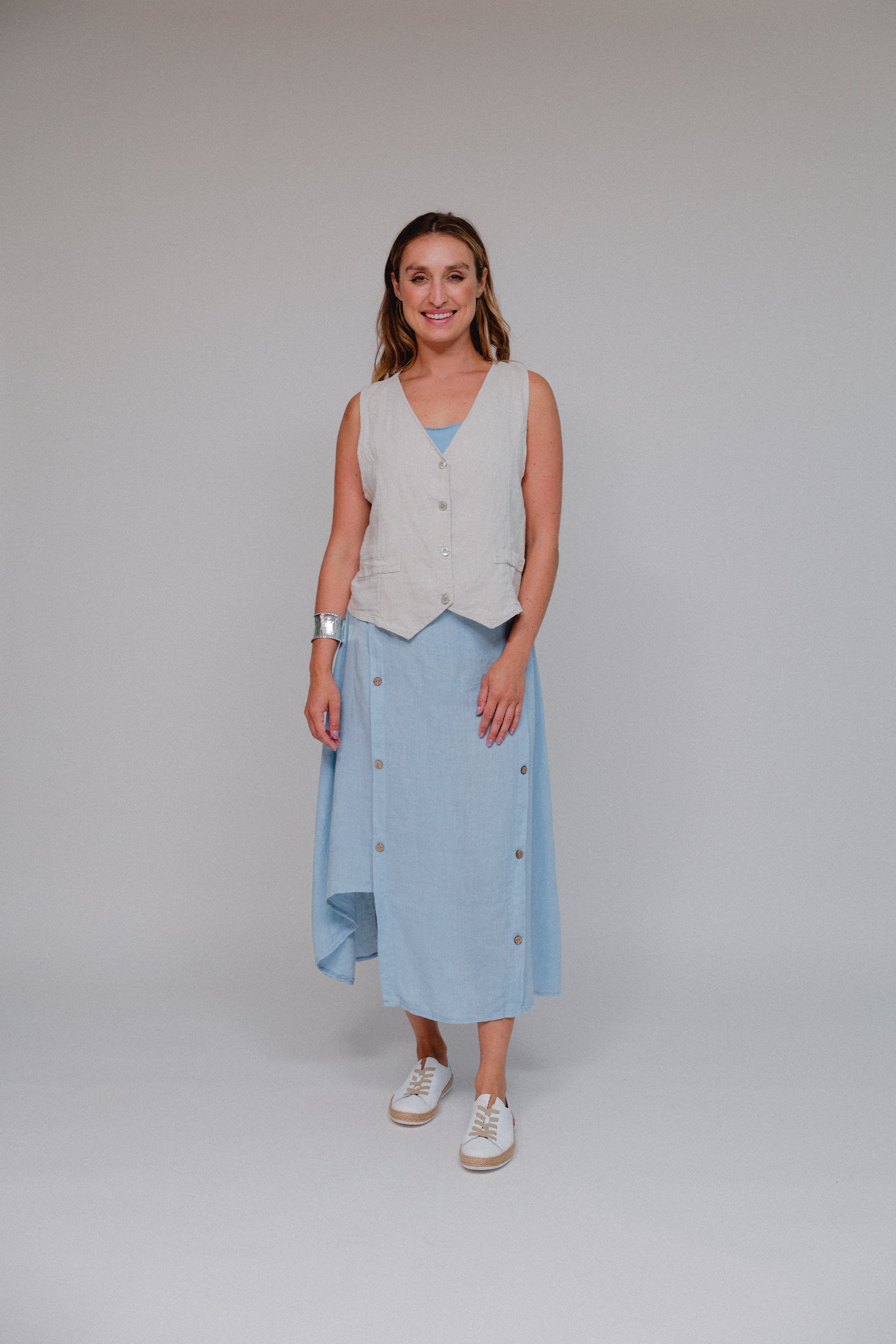 Faux Pocket Vest Sand Front