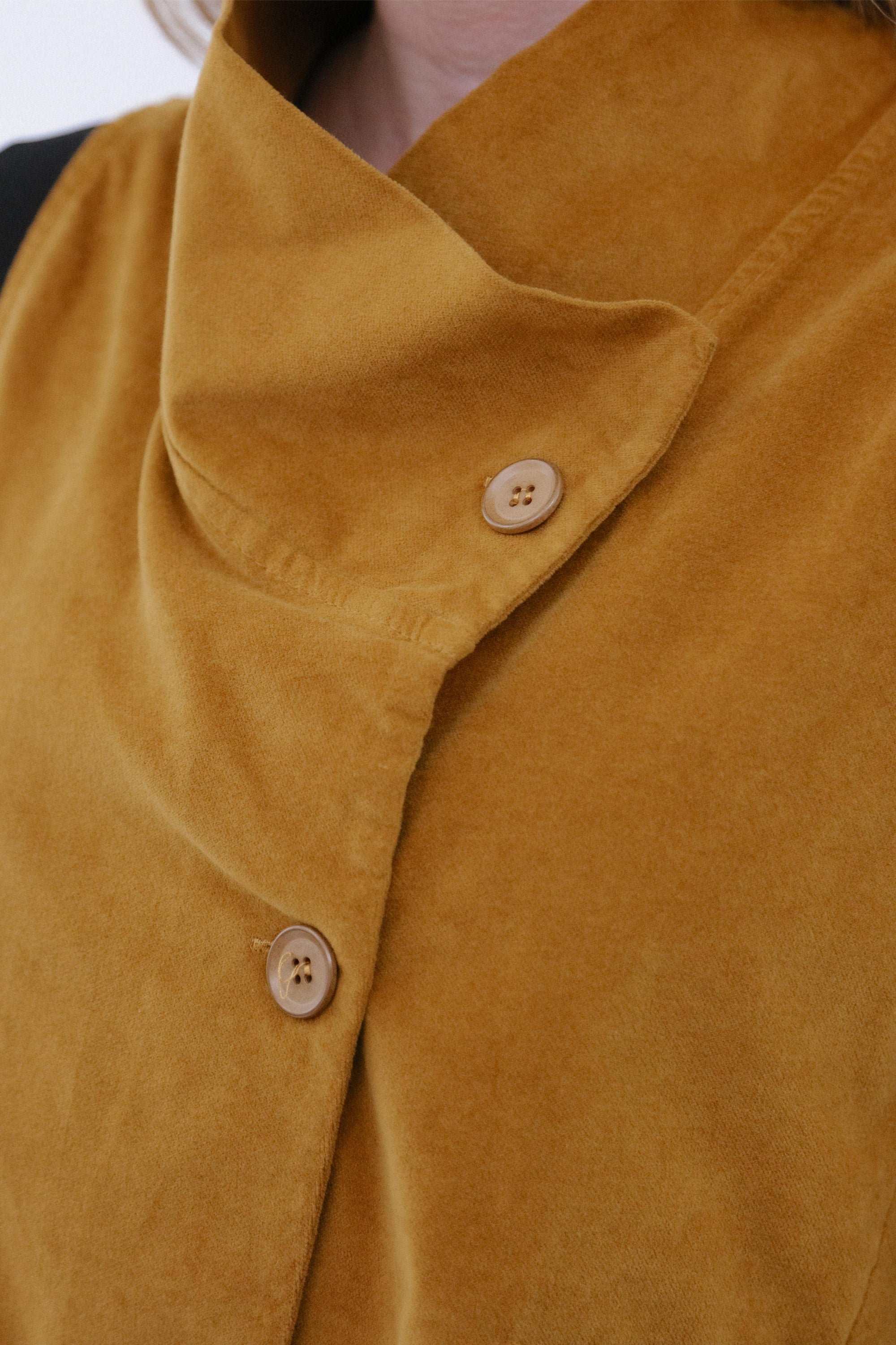 Veronica Vest in Mustard_Button Detail