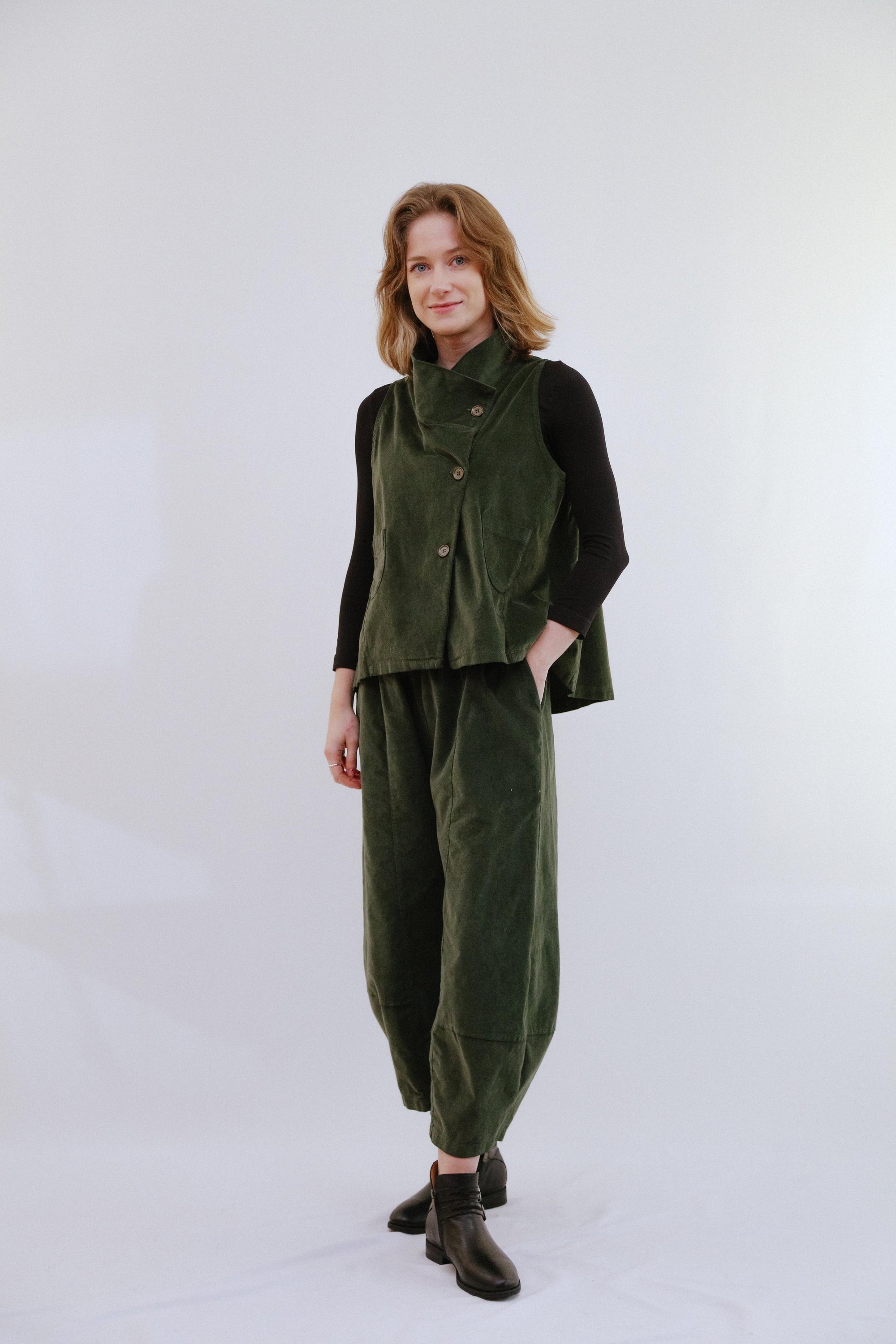 Veronica Vest in Olive_Front