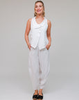 3-Button Dune Stripe Top White Front