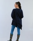 Round Neck Assym Tunic in Navy_Back