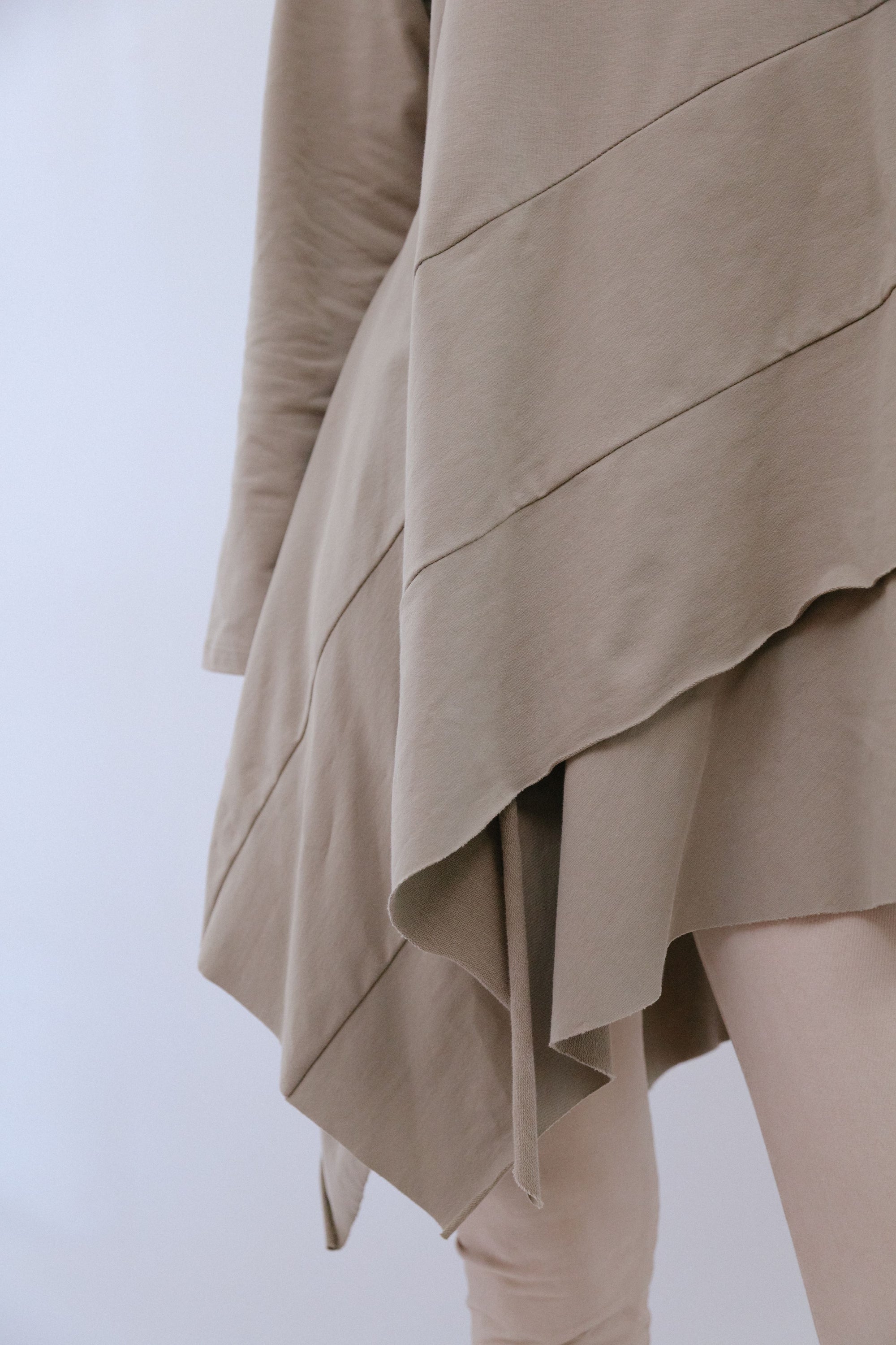 Round Neck Assym Tunic in Sand_Detail