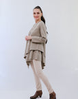 Round Neck Assym Tunic in Sand_Side