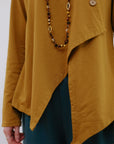 Mand Collar Assym Top in Camel_Hem Detail