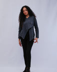 Mand Collar Assym Top in Charcoal_Front