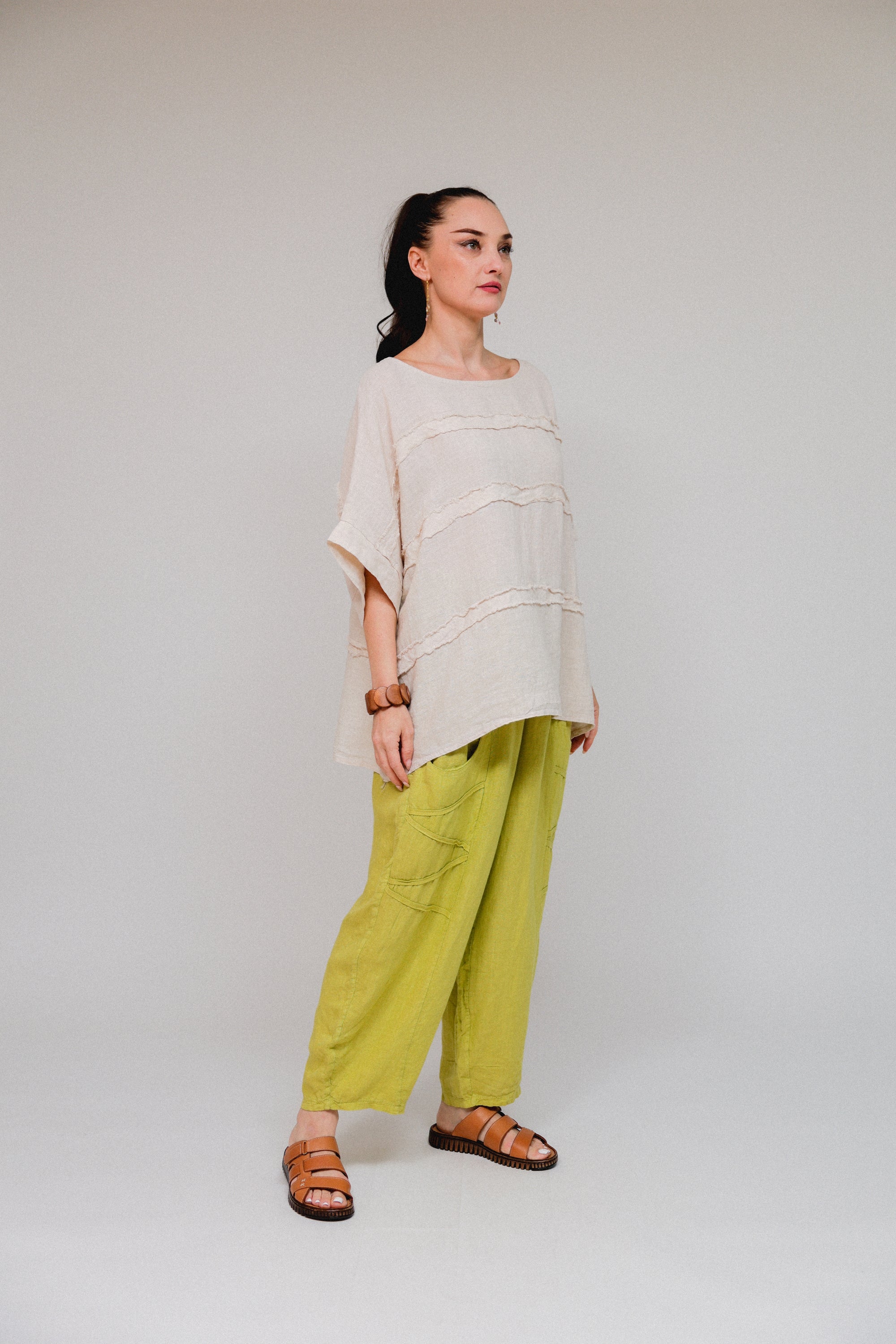 Stitched Stripe Shirt Sand Side