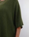 Crew Neck Extended Sleeve Top in Olive_Sleeve Detail