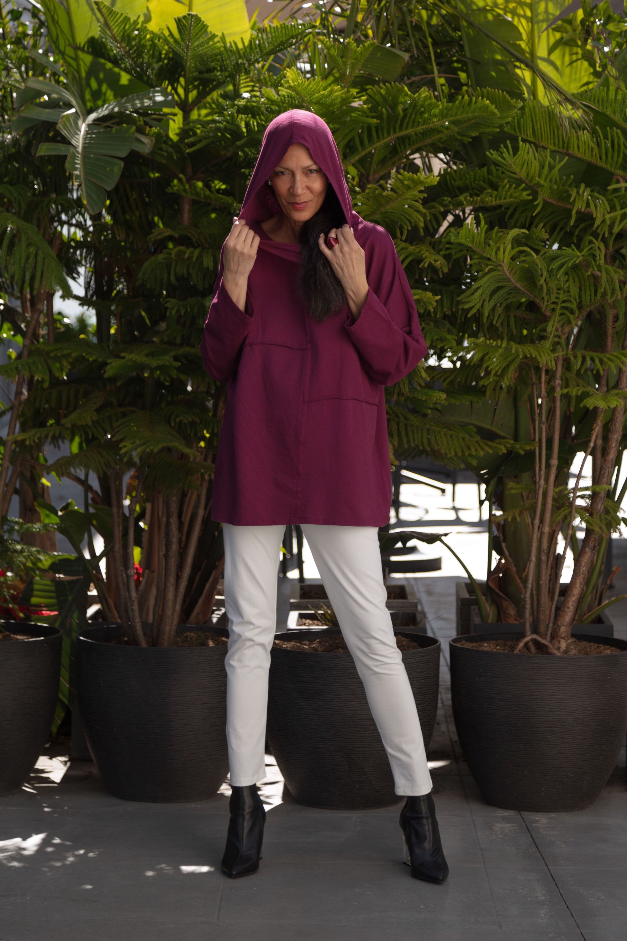 Pieces Hoody in plum 