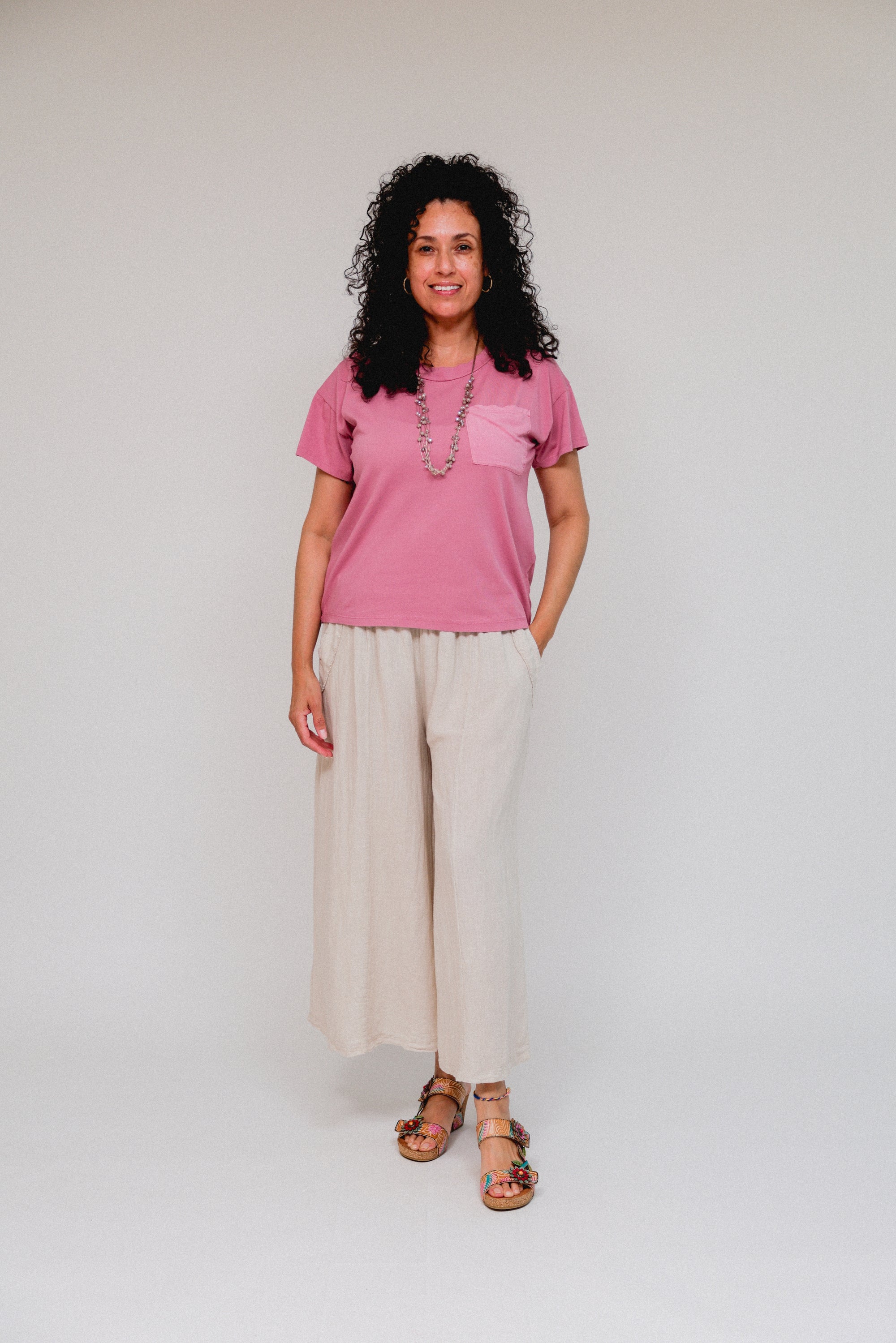 1-Pocket Crew Neck Top Berry Front