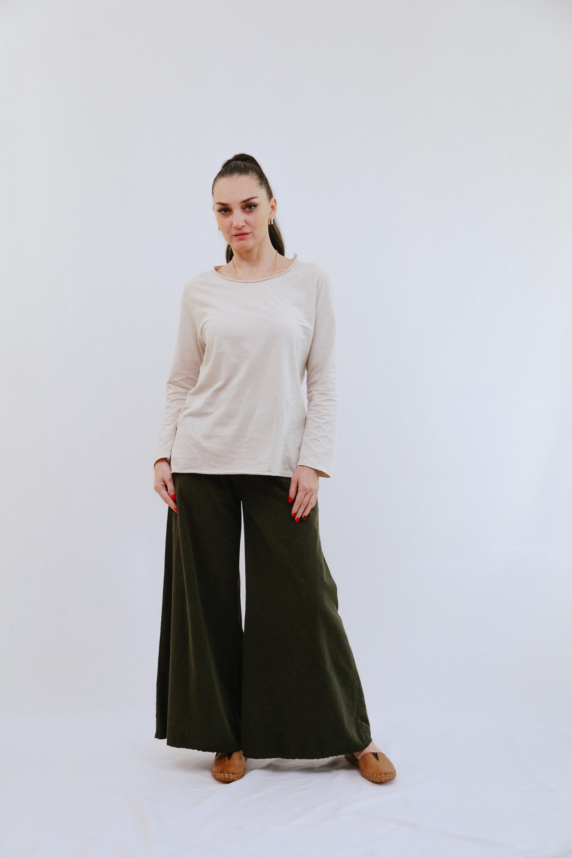 Monday Long Sleeve Tee in Sand_Front