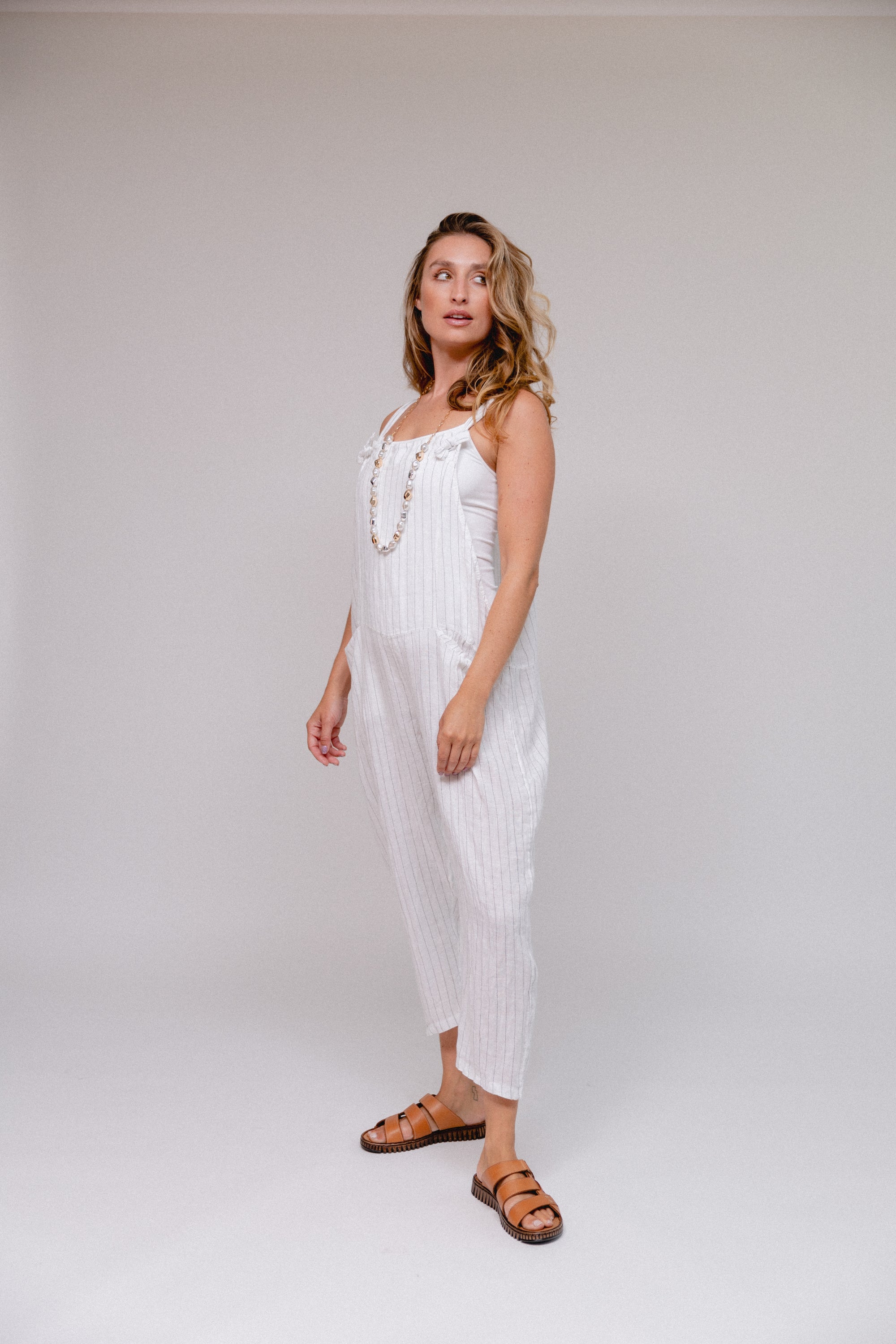 Stripe Front Tie Pantsuit