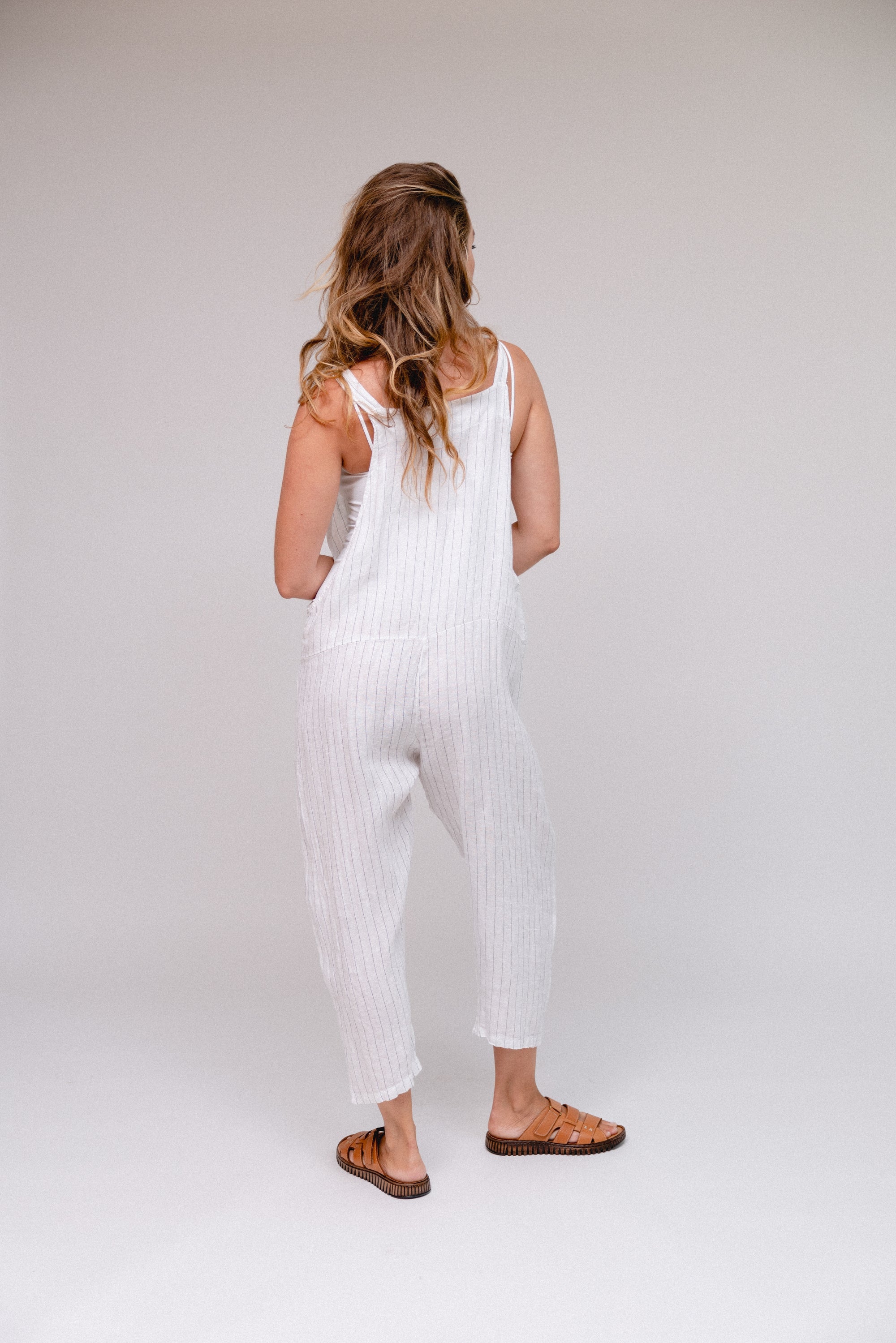 Stripe Front Tie Pantsuit